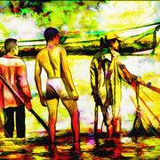 Picture Of Fishermen And Fishing Boat